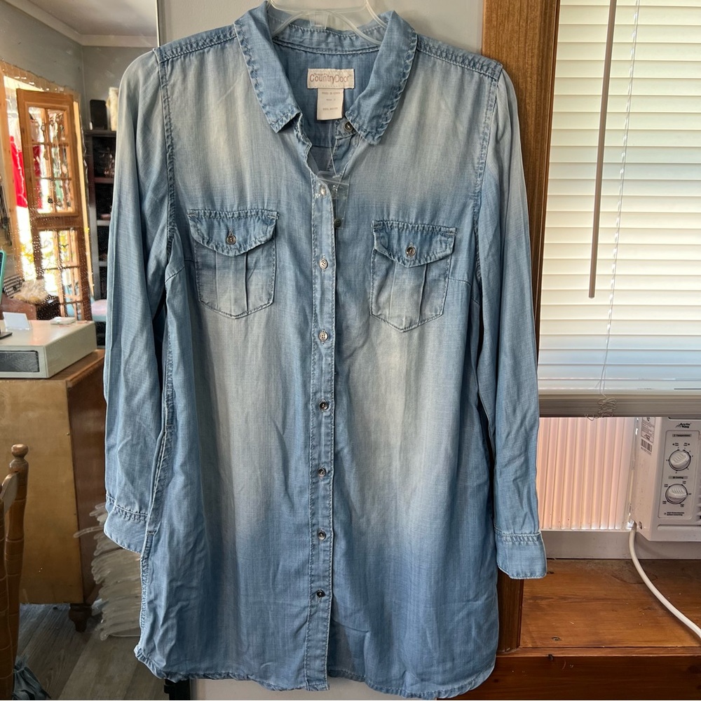 New chambray button up tunic Small